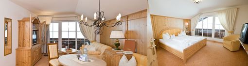 STOCK ****s - Una suite ideal para vacaciones rom&aacute;nticas con una agradable sala de estar y una estufa de azulejos.